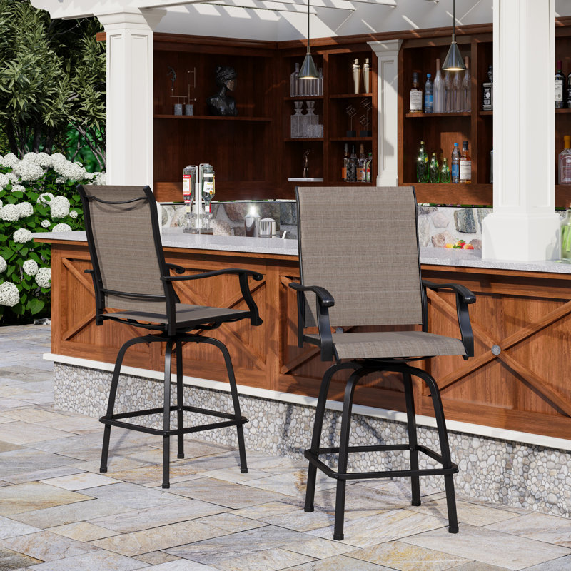 Alyne Patio Bar Stool Seat Color: Brown set of 2 