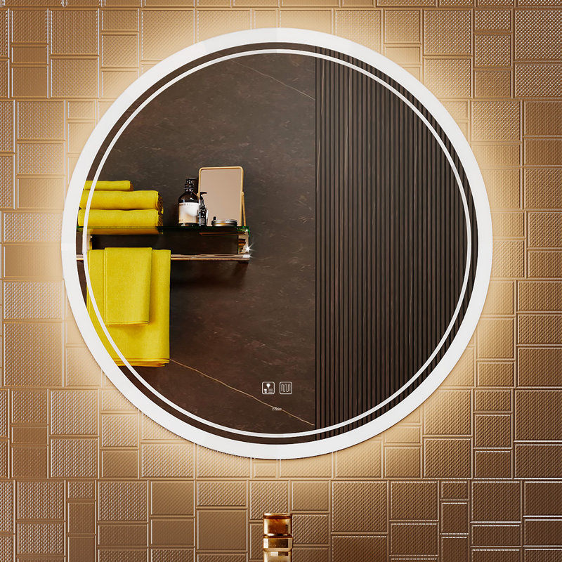 Liese Large Modern LED Round Bathroom Vanity Mirror, Color Temperature Adjustable
