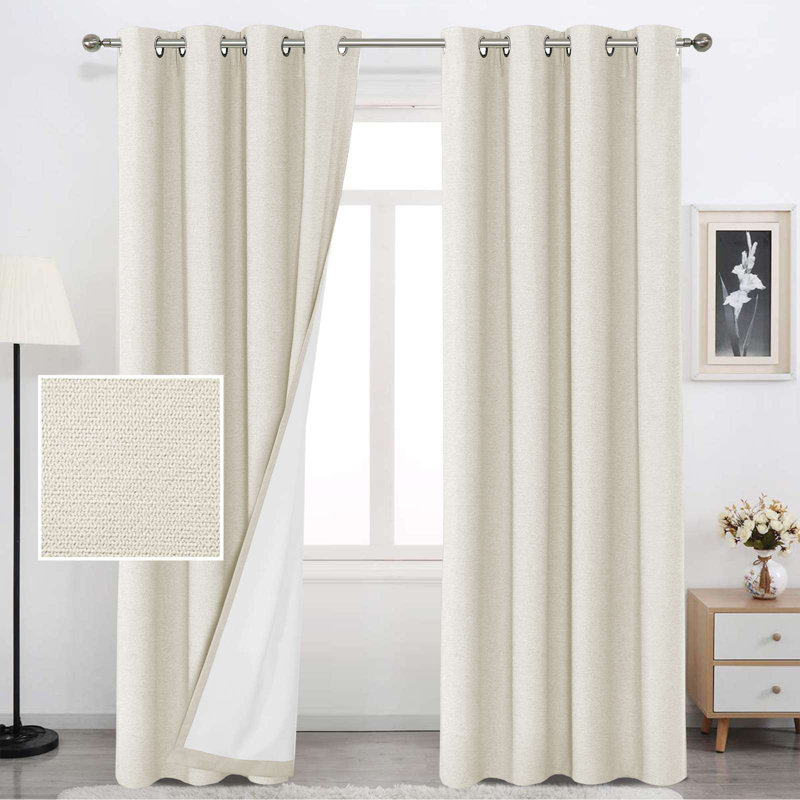 Linen 100% blackout curtains Thermal for Winter Insulated Linen Textured Grommets Heather Pattern Curtains 2 Panel Sets Size per Panel: 84"L x 52"W, Curtain Color: Seafoam