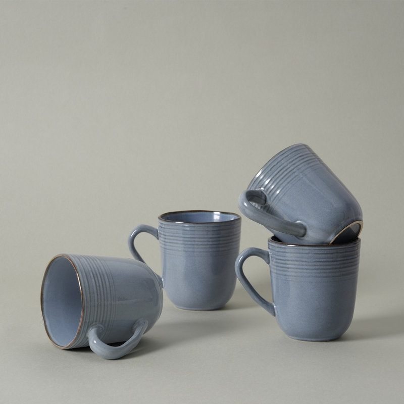 evansburg 14oz stoneware coffee mug- service for 4 color: blue