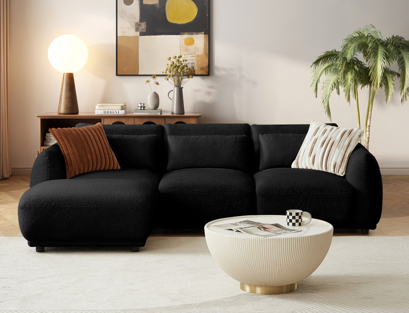 (incomplete)Ballyrobert 4 - Piece Upholstered Sectional Body Fabric: Black Wool
