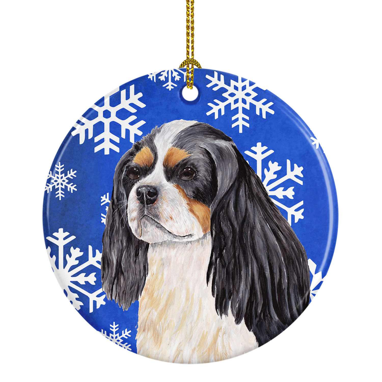 The Holiday Aisle Cavalier Spaniel Winter Snowflakes Holiday Ceramic Hanging Figurine Ornament Wayfair