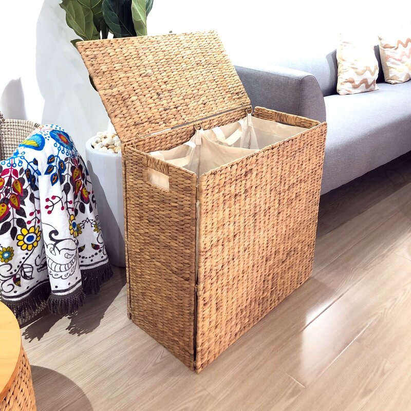wicker laundry basket rectangular with lid