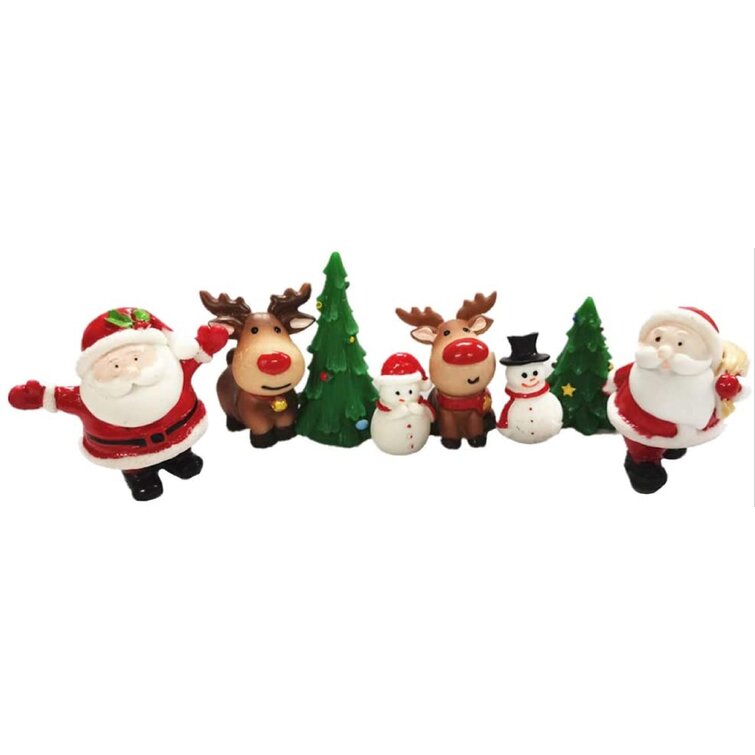 Christmas Santa Claus Snowman Figurines Xmas Tree Fairy Garden Dollhouse Decor