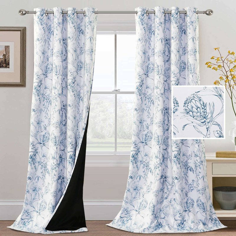 Pendar Camellia Floral Textured Fabric 100% Blackout Curtain Black Liner Grommet Thermal Drapes for Livingroom Curtain Color: Taupe, Size per Panel: 108" L x 52" W