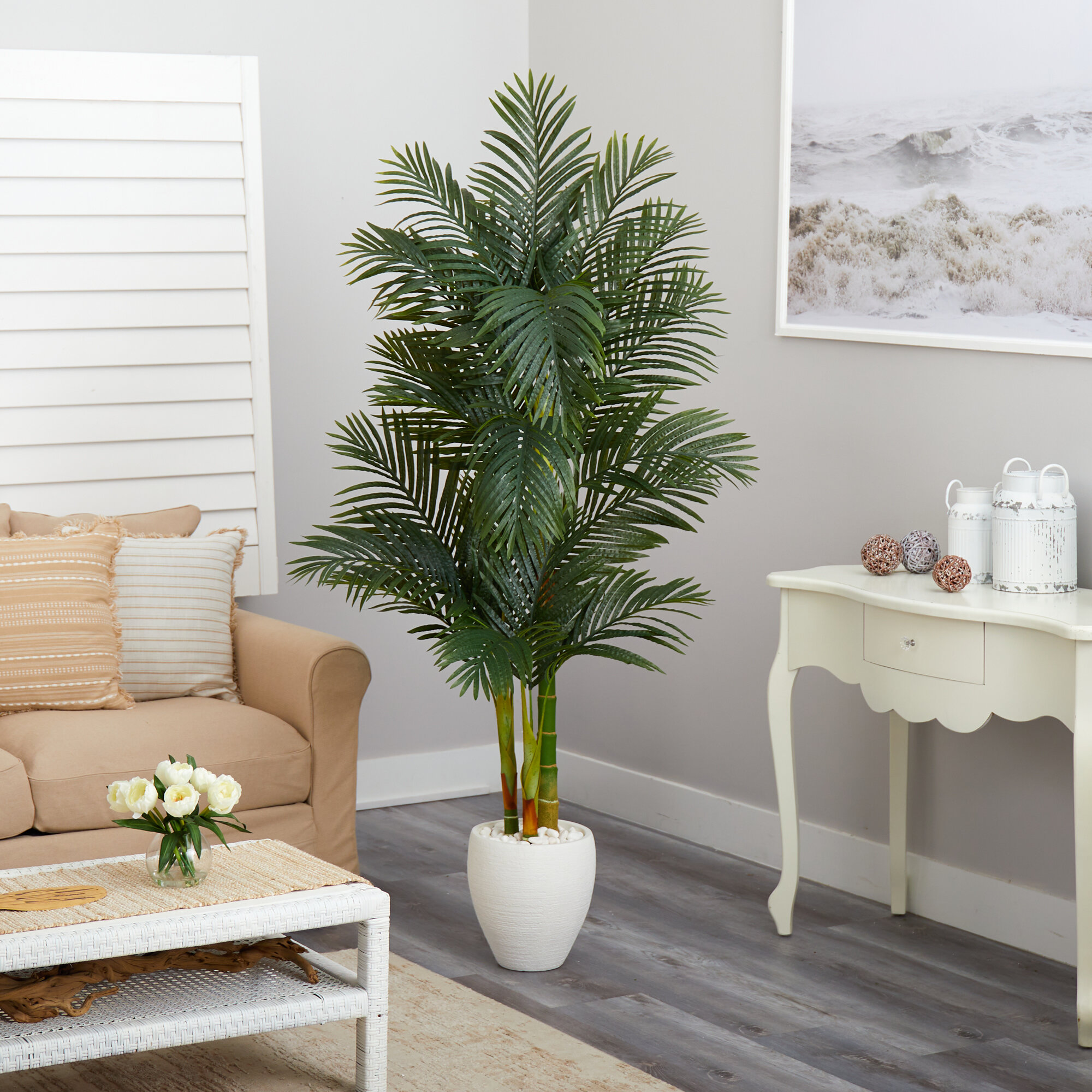 Primrue Faux Palm Tree in Clay Planter | Wayfair