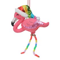 wire legs blown glass feathers coastal decor NWT Flamingo Christmas ornament 