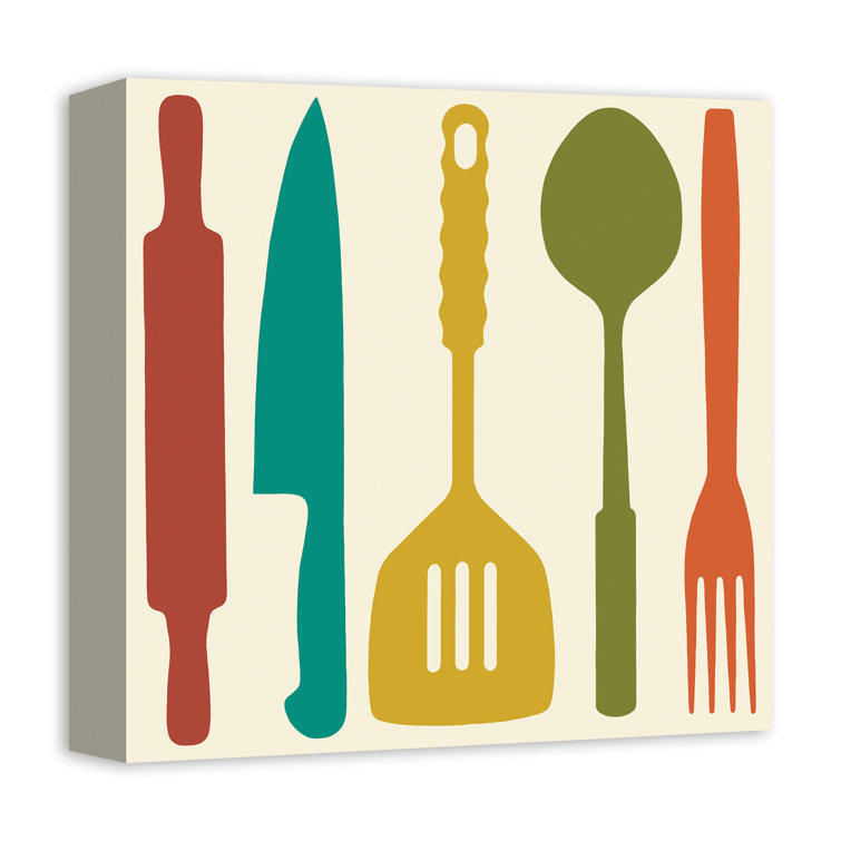 Colorful Kitchen Utensils - Unframed Graphic Art on Canvas