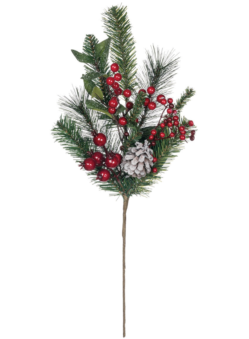 The Holiday Aisle Pine Magnolia With Berries Foliage Plant Wayfair