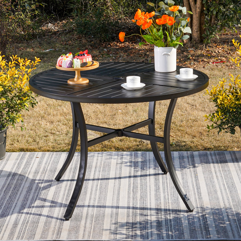 Alyah Round Metal Outdoor Dining Table Dimensions: 42"