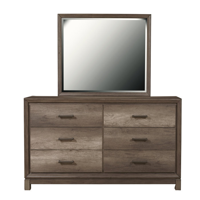 Gracie Oaks Pinehur 6 Drawer Double Dresser With Mirror Wayfair