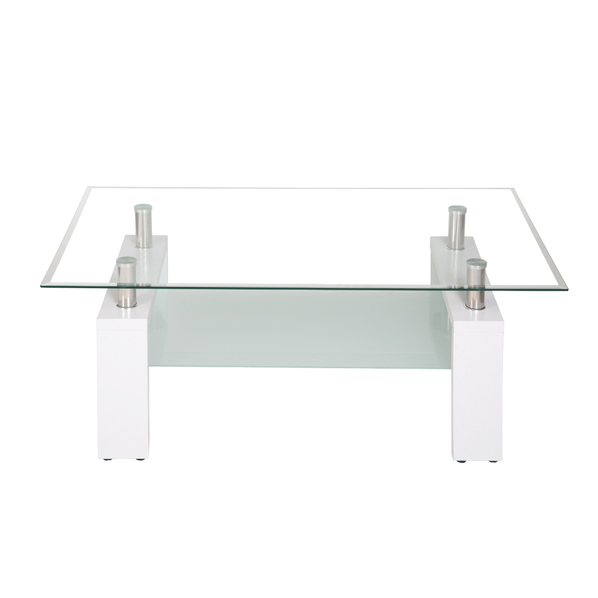Perspections Tempered Glass Coffee Table Modern Rectangle Tea Table With Lower Storage Shelf And Wood Leg For Living Room Size L 100 X W 60 X H 45 Cm White Clear Wayfair De