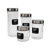 Clifton Set Of 3 Storage Tins With Chalkboard Kitchen Storage Box Canister CREAM