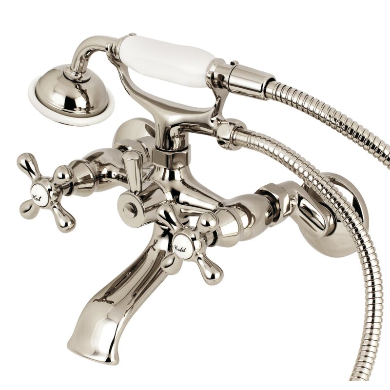 Kingston Brass Louis Triple Handle Clawfoot Tub Faucet With Hand
