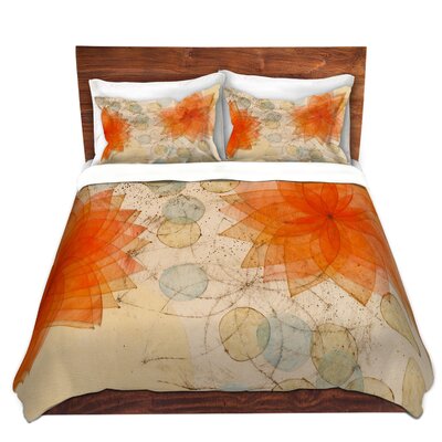 Spacey Orange Flowers Duvet Cover Set Dianochedesigns Size King