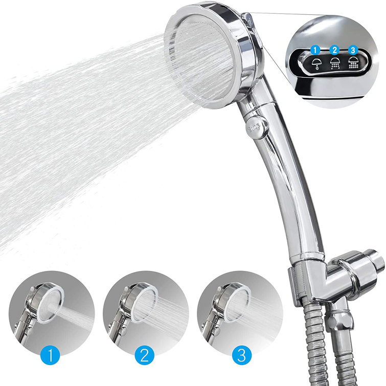 Kintao Handheld Shower Head High Pressure 3 Spray Settings With Hose Hand Held Showerhead Powerful Shower Spray Wayfair