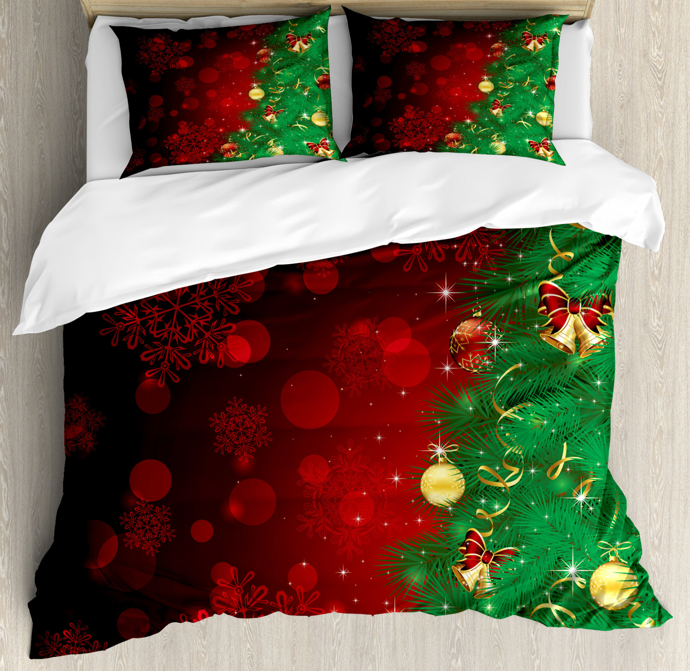 Dog Cat with Presents Print Christmas Quilted Bedspread /& Pillow Shams Set