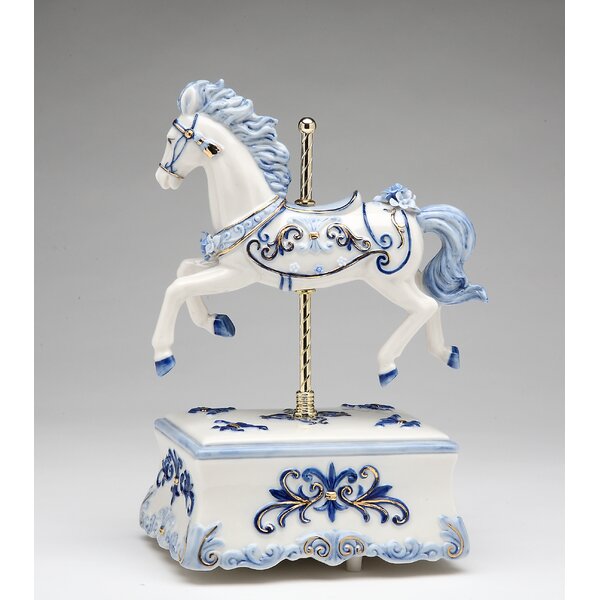 Rocking Horse Metallic Electroplate Ceramic Figurine Nursery Holiday Decoration 