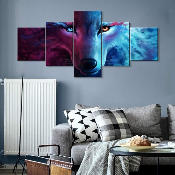 Midnight Blue Wolf Girl HD Canvas prints Painting Home decor Picture Wall art 