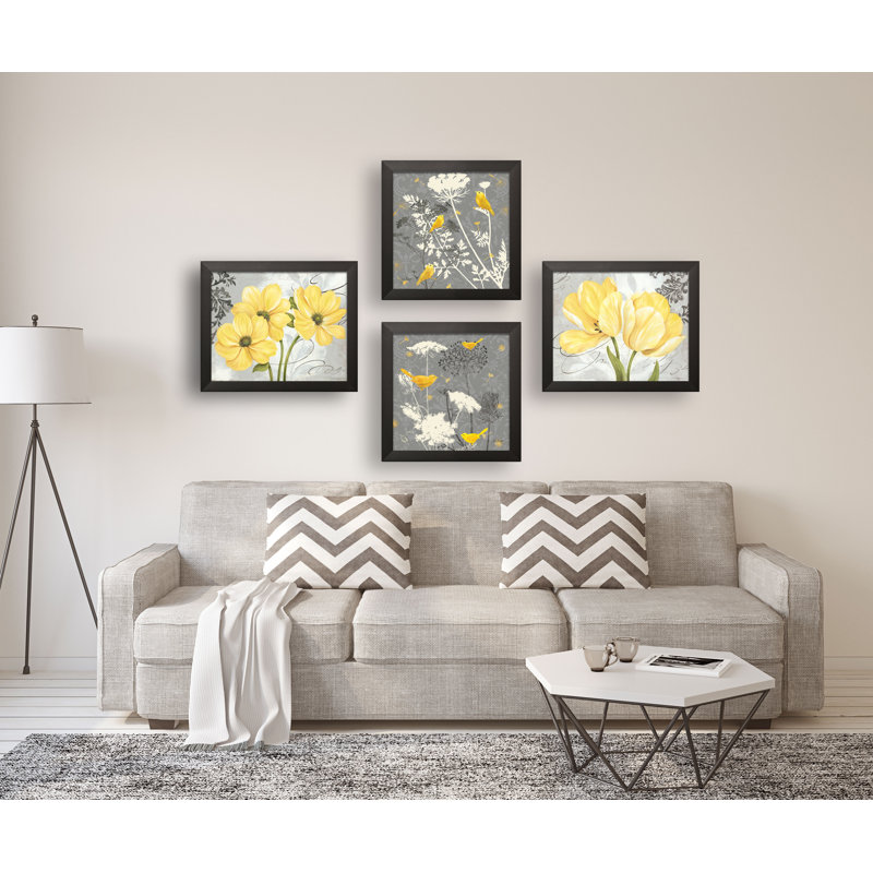 Latitude Run Beautiful Floral And Botanical By Pamela Gladding And Jill Meyer 4 Piece Graphic Art Set On Canvas In Yellow And Gray Reviews Wayfair