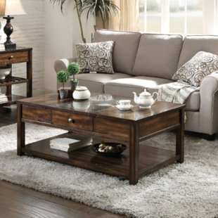 Go to store & view more images Ipswich Traditional Rectangular Glass and Wooden Lift Top Coffee Table with Storage by Darby Home Co