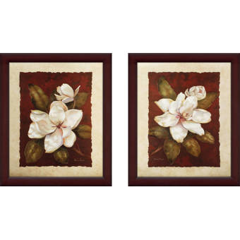 Alcott Hill Magnolia Dream 2 Piece Framed Acrylic Painting Print
