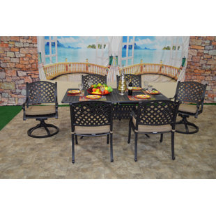 Go to store & view more images Wes 7 Piece Sunbrella Dining Set with Cushions by Darby Home Co