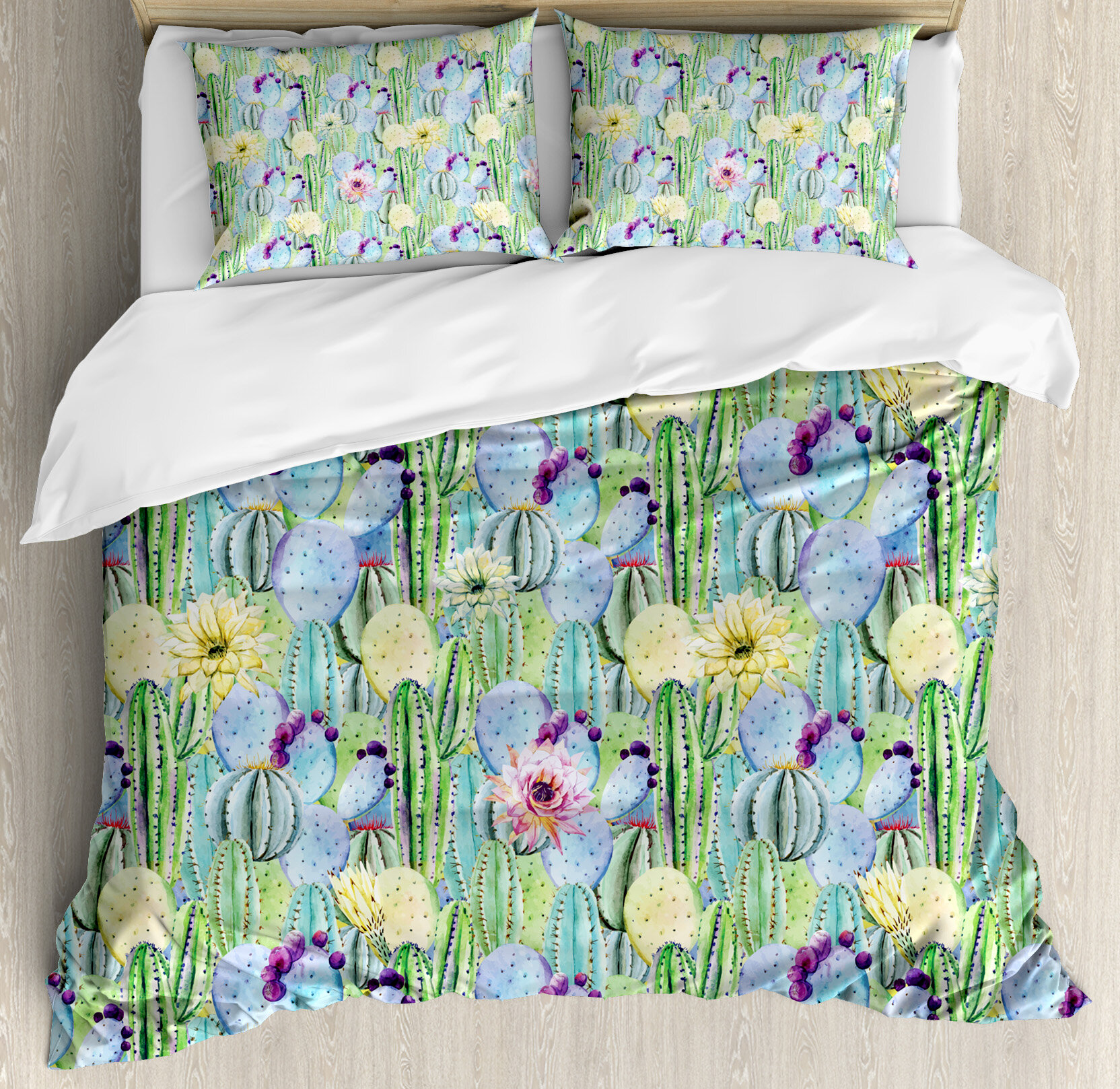 Ambesonne Cactus Types Of Cactus Plant Pattern With Flowers And