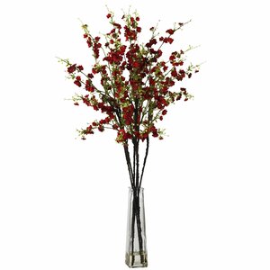 Cherry Blossoms with Vase Silk Flower Arrangement in Red