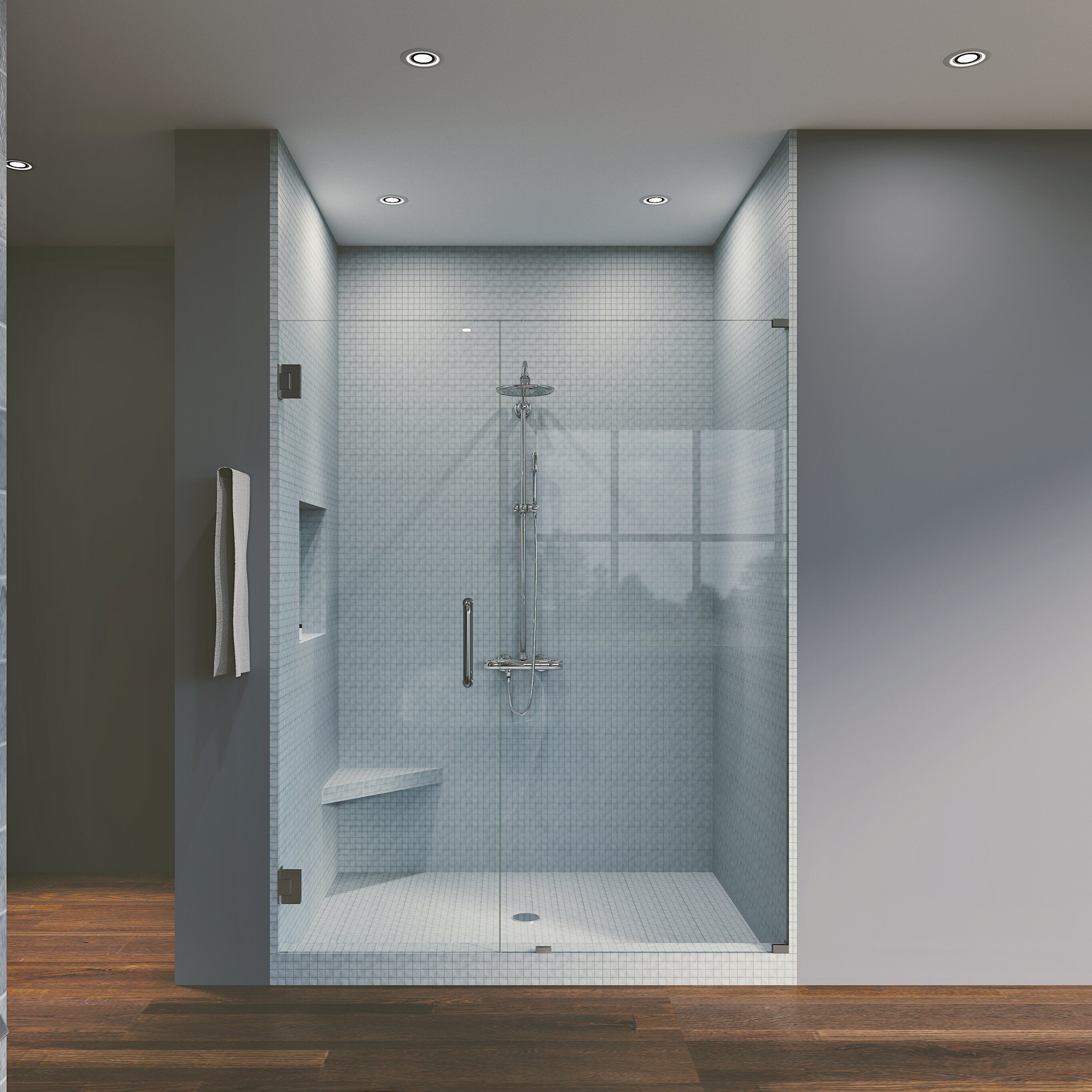 Waterfall Bath Enclosures 45 X 80 Hinged Frameless Shower Door Wayfair