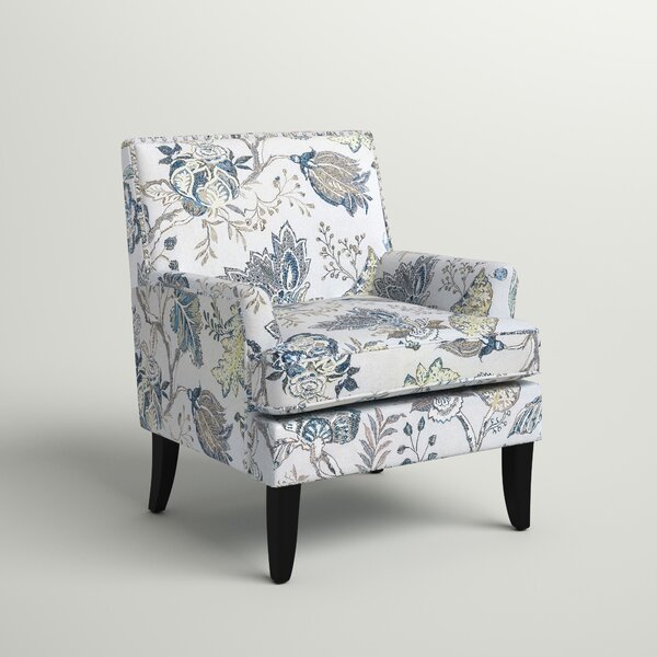 patterned grey armchair