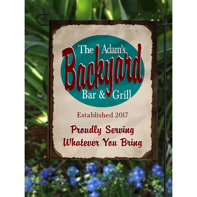 Heartland Signs Personalized Backyard Bar Grill Polyester 18 X