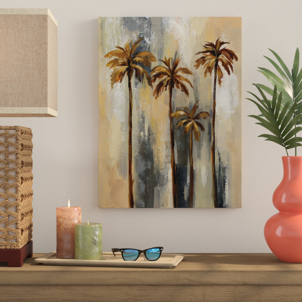 Large Wood Frame New Modern Home Nature Decor Breezy Palm Trees Canvas Wall Art