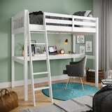 white loft bed with desk underneath
