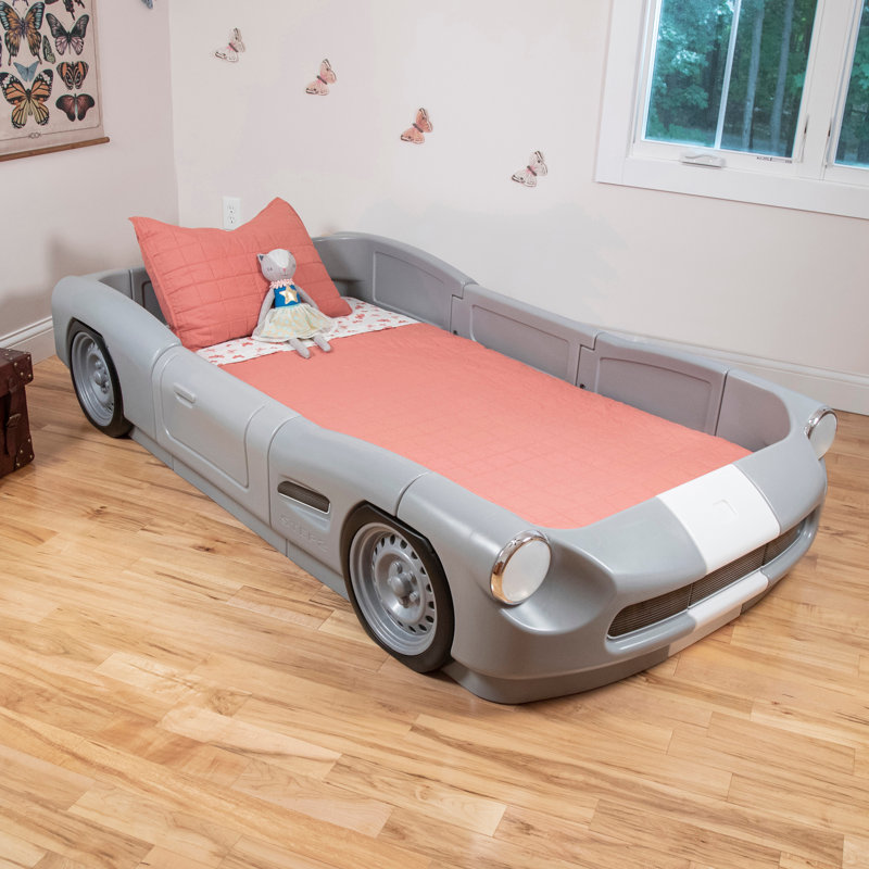 (incomplete box 2 of 2) step2 toddler to twin size children’s roadster car bed frame color: gray