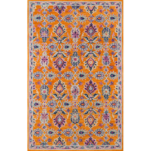 World Menagerie Lancaster Handmade Tufted Wool Orange Rug Reviews Wayfair