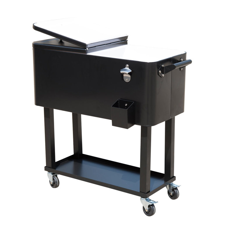 Outsunny 80 Qt Rolling Portable Drink Cooler Cart Reviews Wayfair