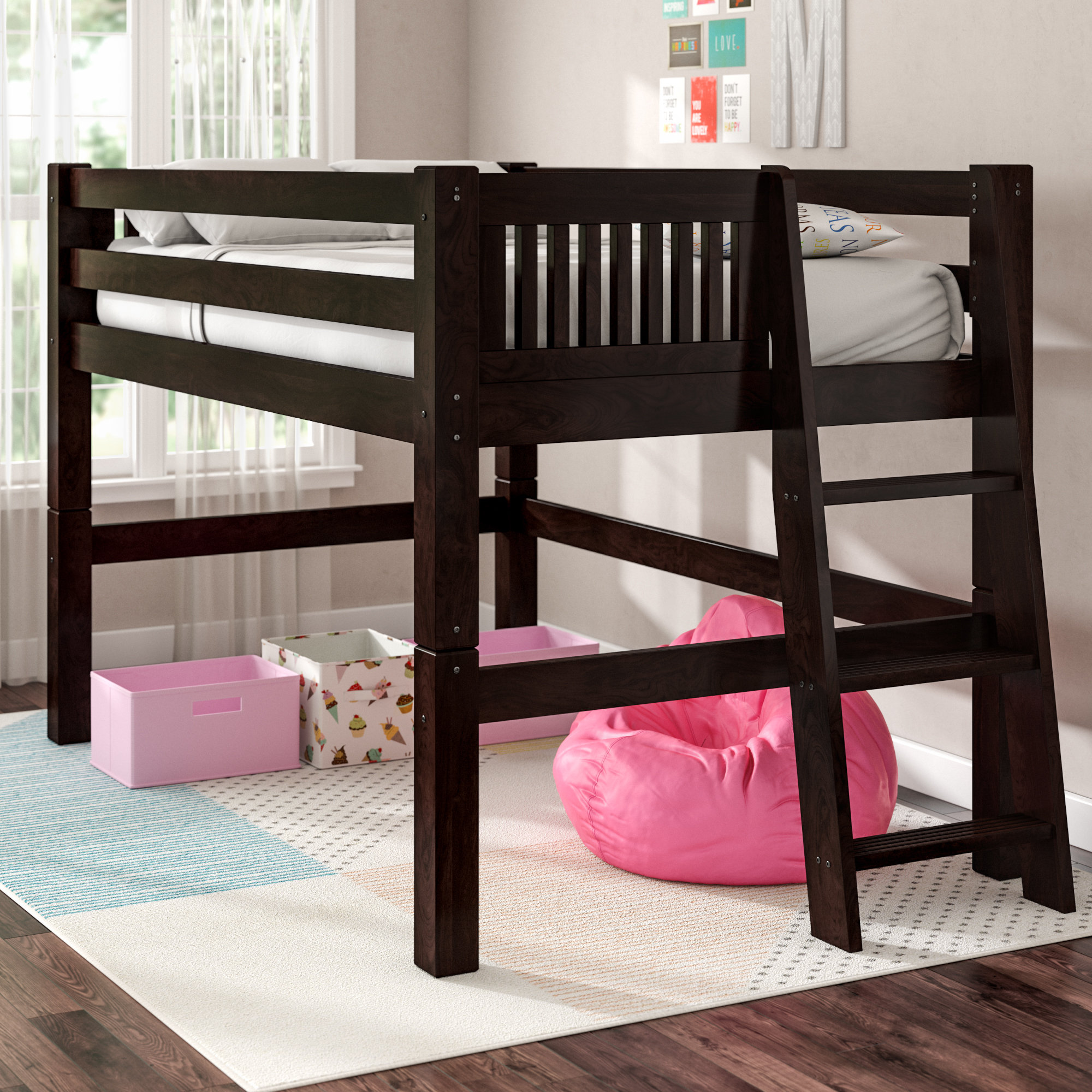 full loft bed wood