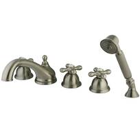 Kingston Brass KS23685PX Roman Tub Filler with Hand Shower Brushed Nickel 5-Piece