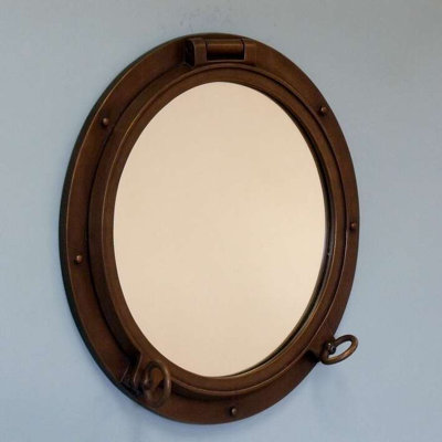 15/" Porthole Mirror Iron Antique ~ Cabin Porthole~ Ship Porthole ~Nautical Decor