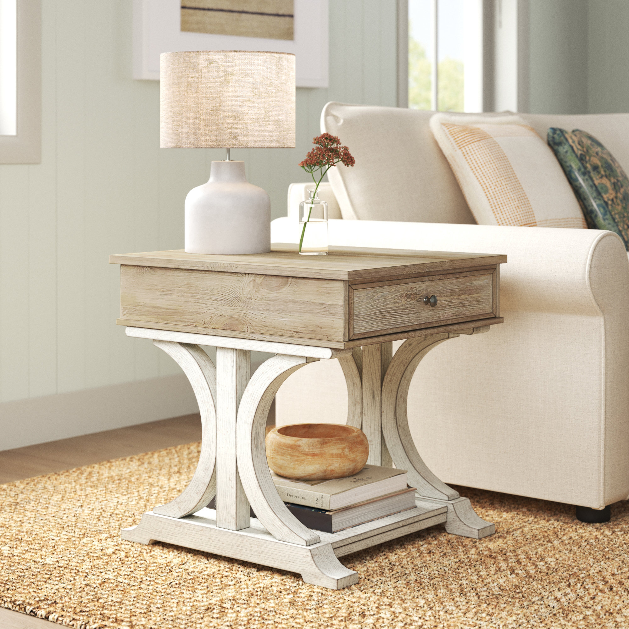 Sand & Stable Rayne 24'' Tall Trestle End Table with Storage & Reviews