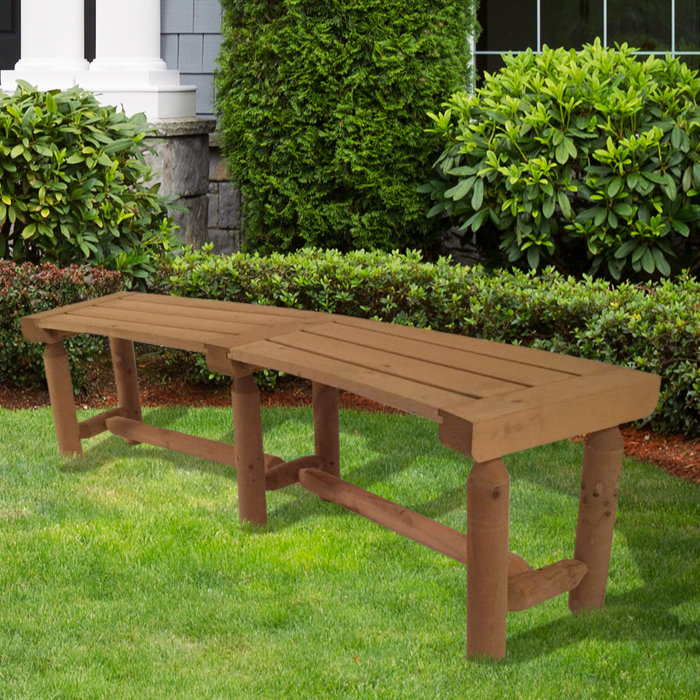Millwood Pines Cosper Rustic Log Backless Garden Wooden Park Bench