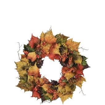 Fleur De Lis Living Autumn Grape And Leaf 30 Polyester Wreath