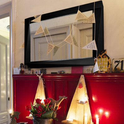 Radbourne Decorative Wall Mirror - Large Rectangle Accent Mirrors, 24" X 32" Gorgeous 3D Shape Wood Frame Silver Mirror For Bedroom Living Room Bathroom Entryway