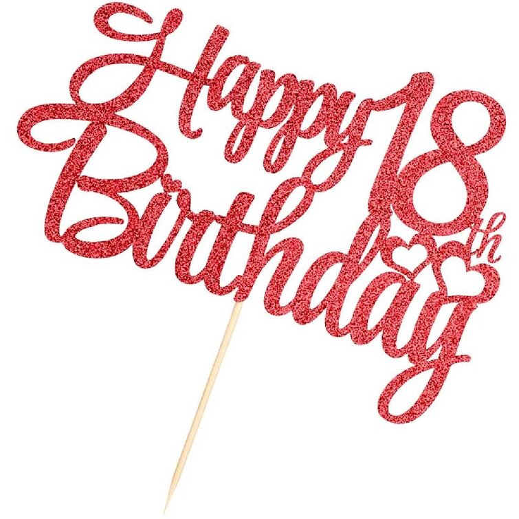 jintokys Red Glitter Happy 18Th Birthday Cake Topper | Wayfair