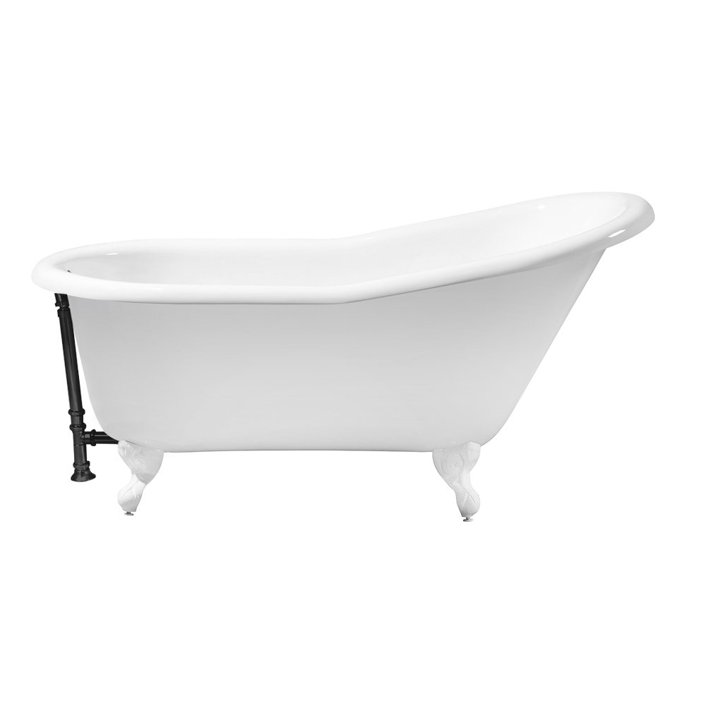 StreamlineBath 60" x 30" Soaking Porcelain Enameled Cast Iron Bathtub