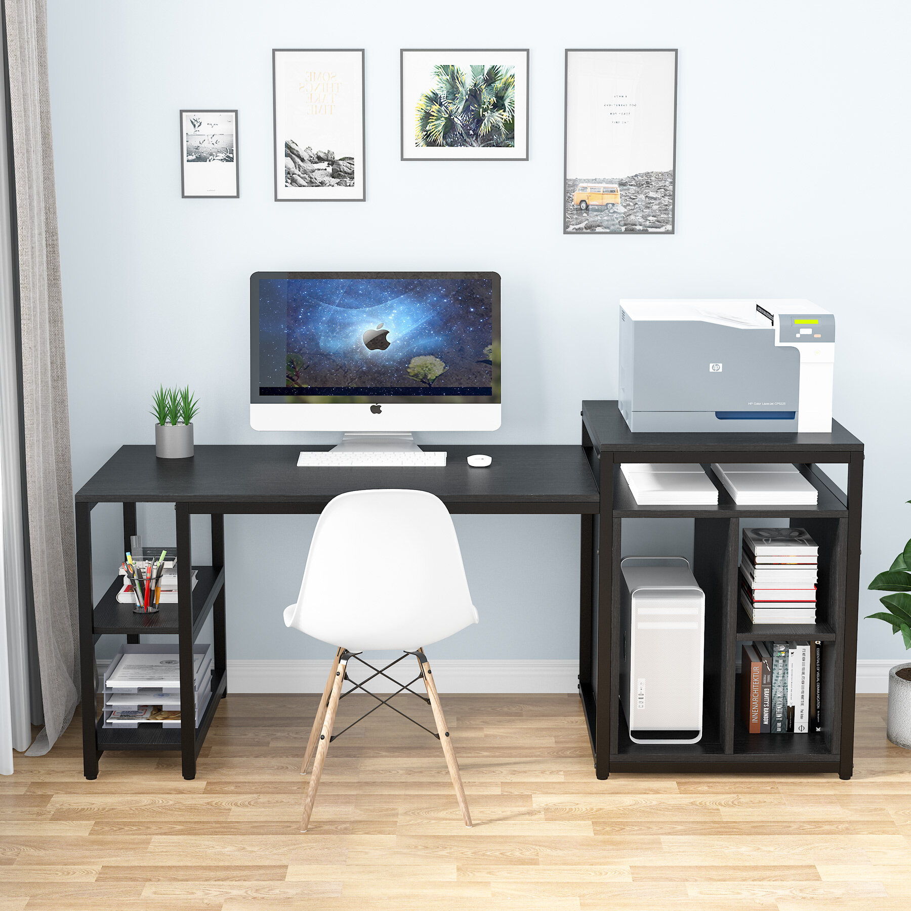 desk with shelves and storage