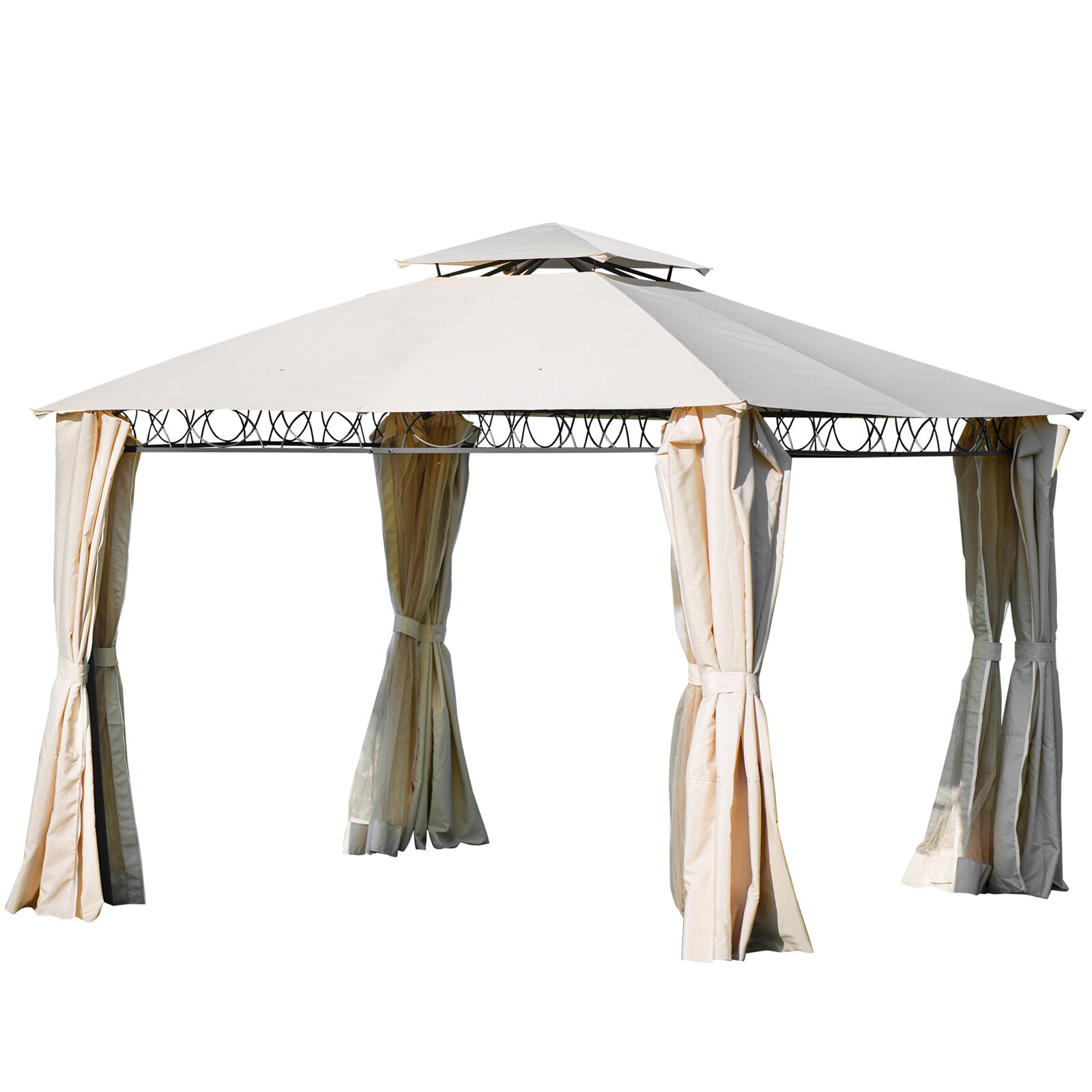 4 x 4m Pop up Outdoor Garden Gazebo Canopy Party Tent Patio Shelt 2-Tier Roof 