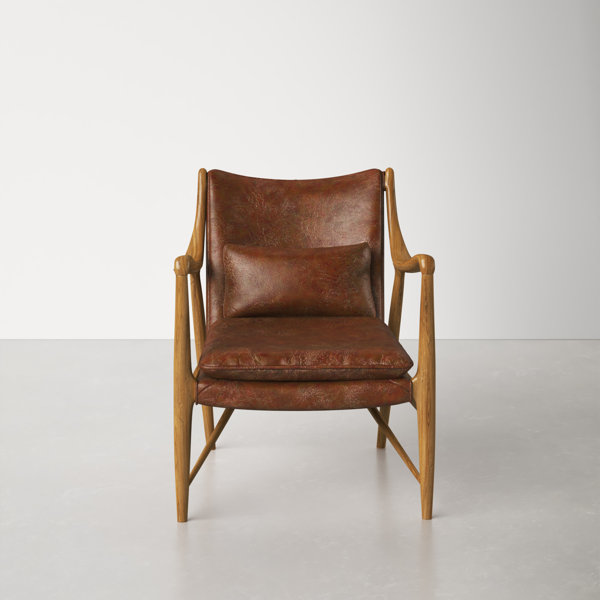 brown leather modern armchair