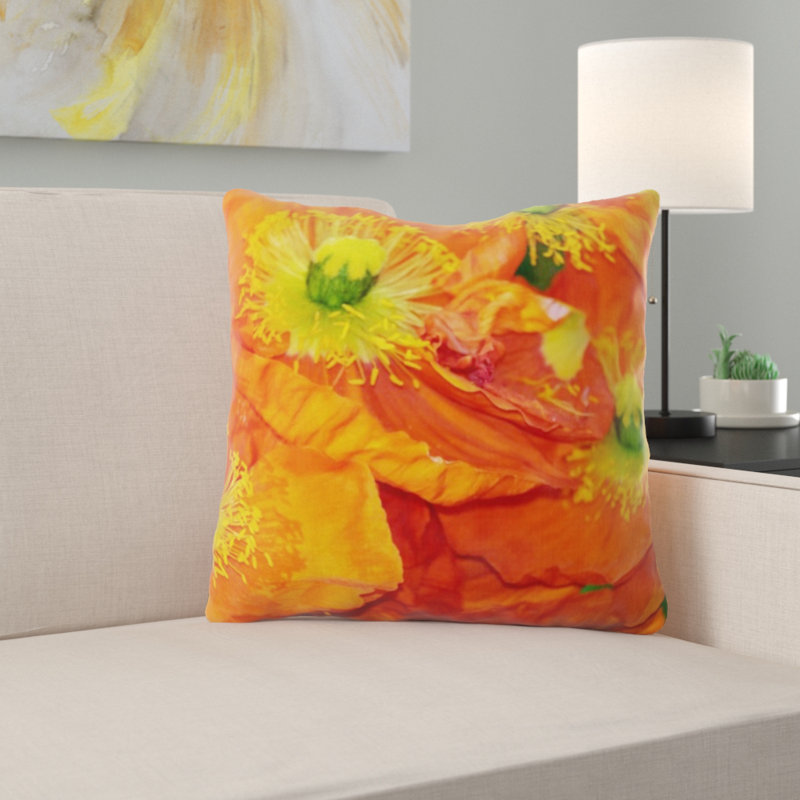 poppy colored throw pillows